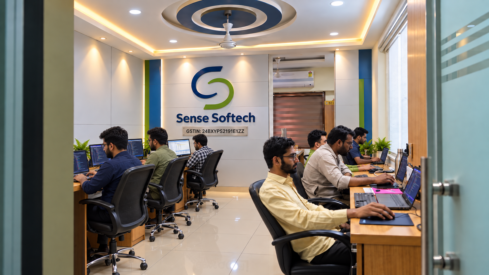 The Sense Softech development team at work in the Ahmedabad office