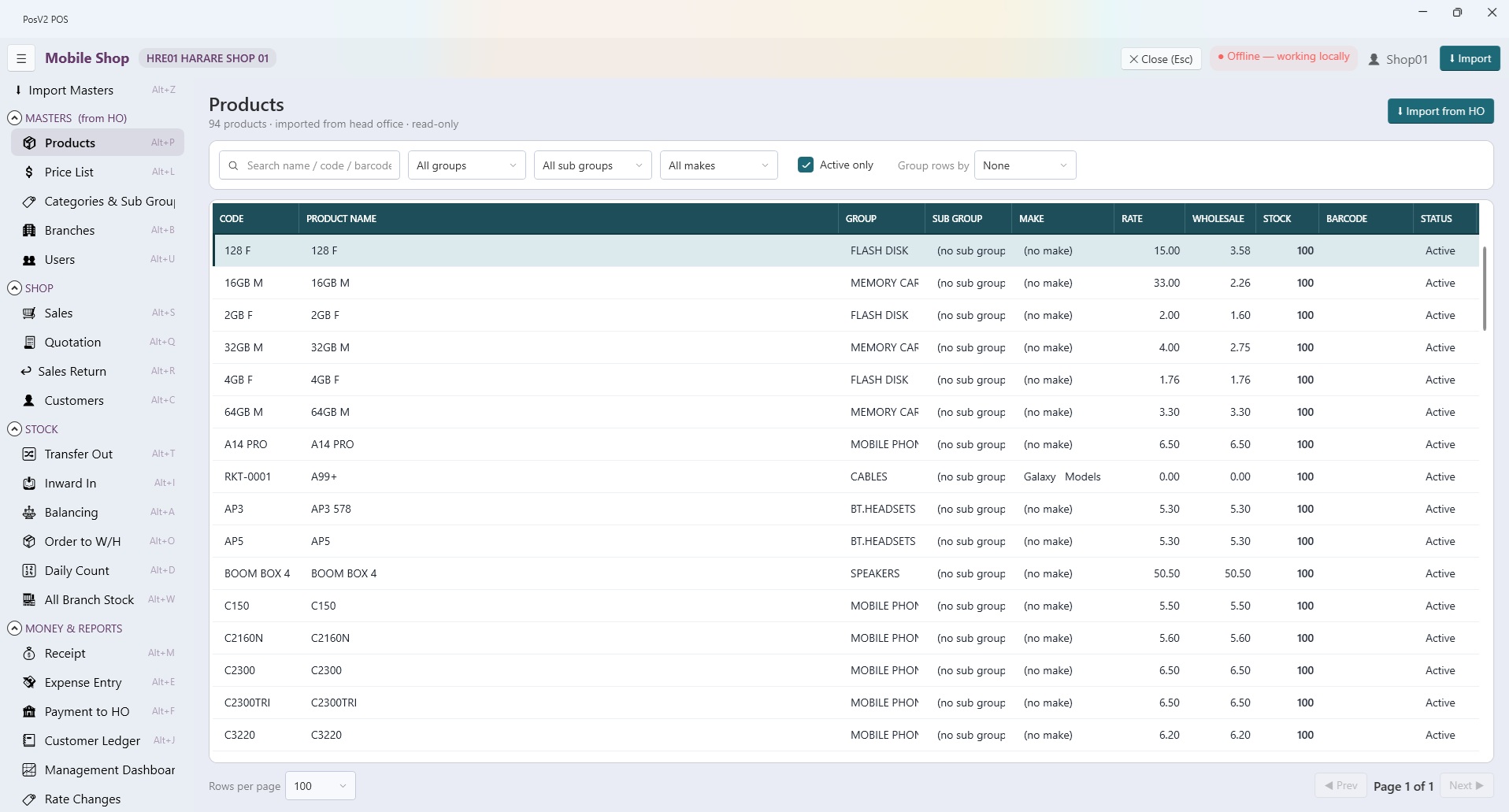 Point of sale and inventory for a phone retailer